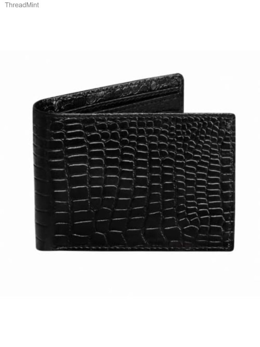 Genuine Leather Bifold Wallet RFID Blocking 9 Card Slots Alligator Pattern